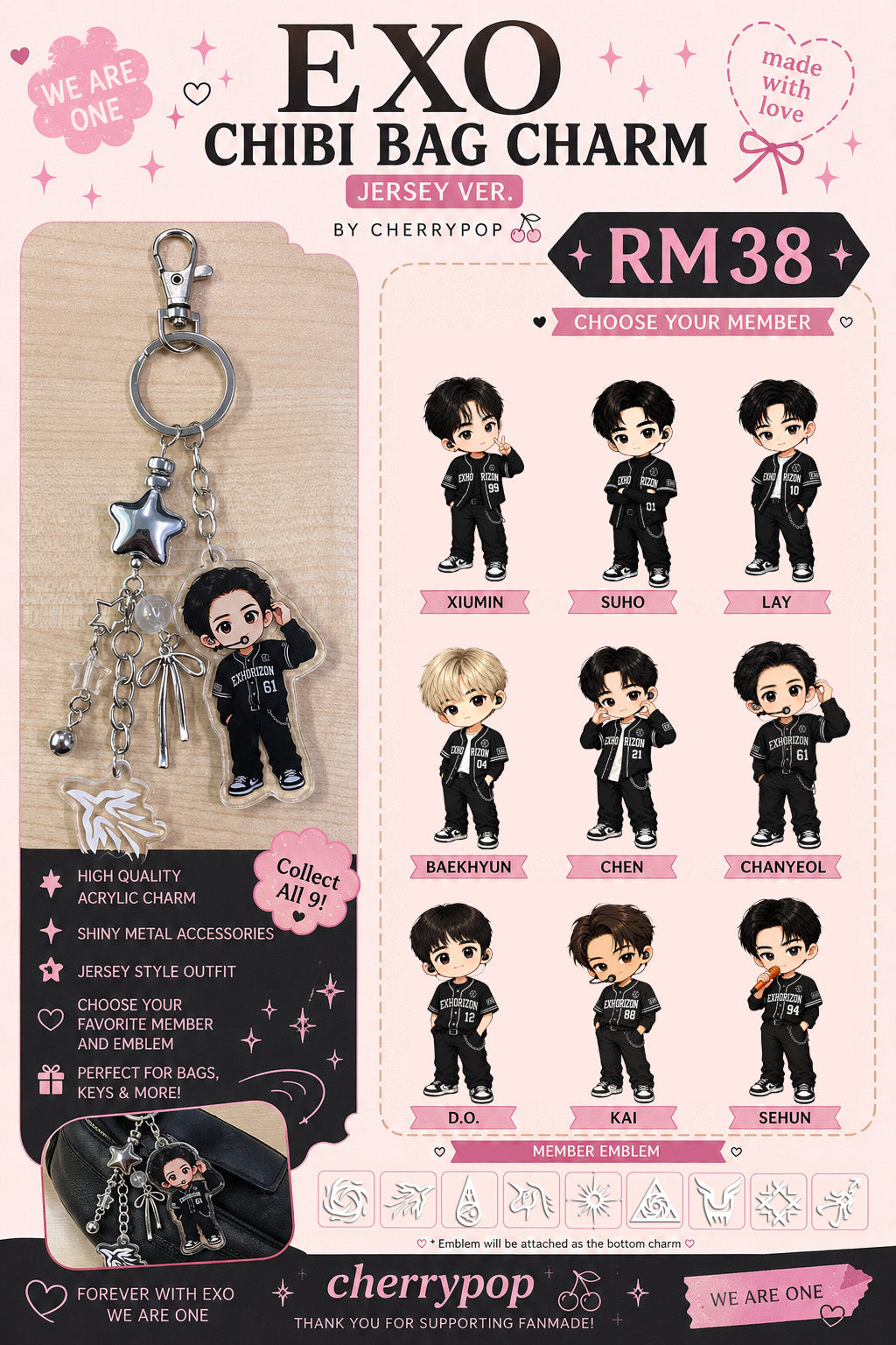 EXO Chibi Bag Charm Jersey Ver.